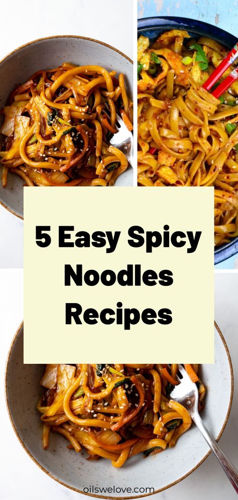 Spicy noodles are a popular dish in many Asian cuisines, known for their fiery flavor and mouthwatering aroma. Made with a combination of hot spices, such as chili peppers and Sichuan peppercorns, these noodles offer a tantalizing heat that is sure to awaken your taste buds. Hot And Spicy Recipes, Quick Spicy Noodles, Nodels Spicy, Spicy Basil Noodles, Hot Spicy Noodles, Sweet And Spicy Asian Noodles, Asian Spaghetti, 2x Spicy Noodles, Spicy Noodles Recipe