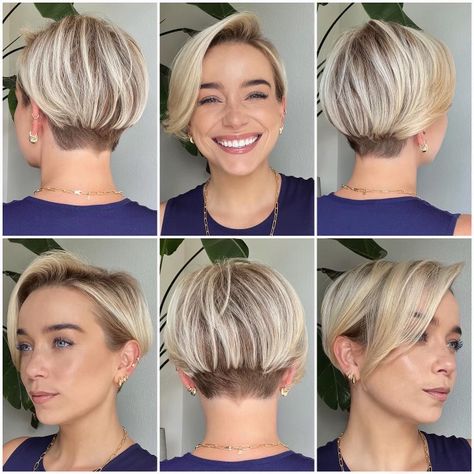 360 views of my latest pixie hair. A pixie haircut always feels good for me ✨ Had a base bump and removed a lot of bulk growth underneath for this short hairstyle. #pixiecut #pixiehair #pixie360 #undercut #shorthairstyles #shorthair Pixie 360, Longer Pixie Haircut, Chic Short Hair, Good For Me, Short Blonde Haircuts, Hair Inspiration Short, Short Hair Undercut, Blonde Pixie Haircut, Pixie Hair