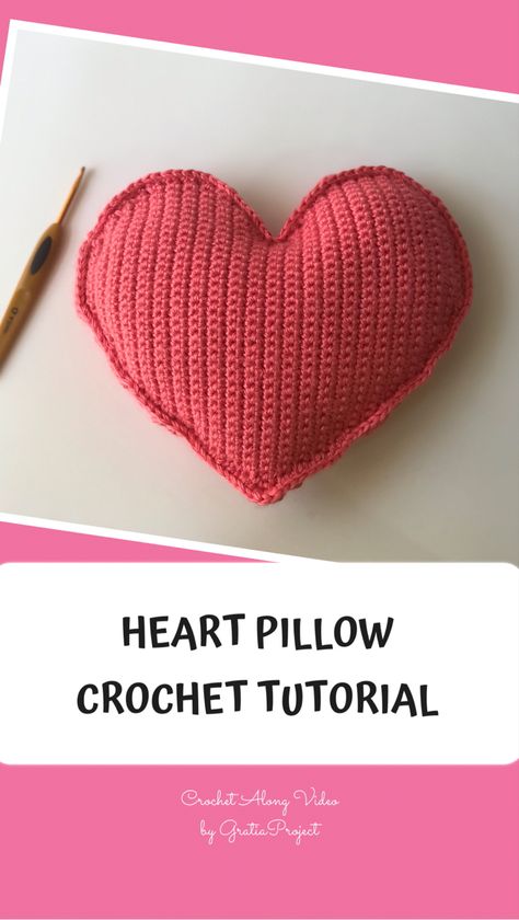 Heart Shaped Crochet Pillow, How To Crochet A Big Heart, Big Heart Crochet Pattern, How To Crochet A Heart Pillow, Crochet Heart Pillow Tutorial, Crochet Heart Pillow Free Pattern, Heart Pillow Crochet Pattern, Crochet Heart Pillow Pattern, Crochet Heart Pillow