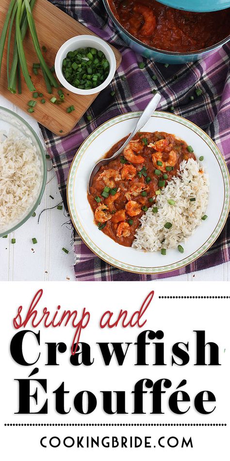 Shrimp and Crawfish Étouffée is a classic Louisiana dish with lots for flavor. Shrimp and crawfish tails Crawfish And Shrimp Etouffee, Shrimp And Crawfish Etoufee, Crawfish Etoufee Recipe Louisiana, Etoufee Recipe, Crawfish Etoufee Recipe, Shrimp And Crawfish, Scallops Recipes, Crawfish Étouffée, Crawfish Pasta