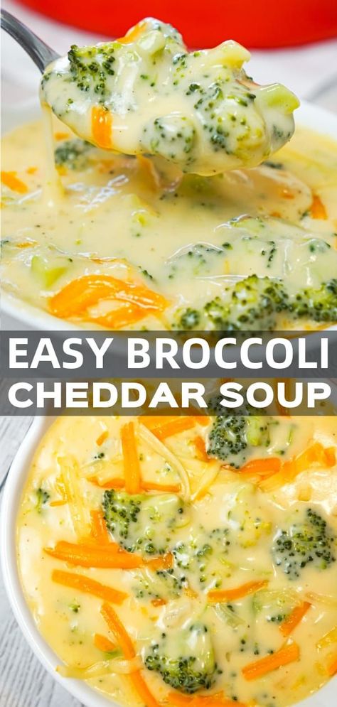 Broccoli Cheddar Soup is a thick and creamy soup recipe loaded with broccoli florets and cheddar cheese. Easy Broccoli Cheddar Soup, Broccoli Cheddar Soup Recipe, Cheddar Soup Recipe, Creamy Soup Recipes, Broccoli Cheese Soup Recipes, Cheese Soup Recipes, Broccoli Soup Recipes, Cream Of Broccoli Soup, Bacon Soup