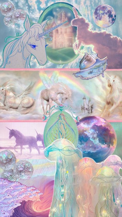 Last Unicorn, The Last Unicorn, Magical Art, Ethereal Art, Dreamy Art, Pastel Rainbow, Surreal Art, Collage Art, Art Inspo