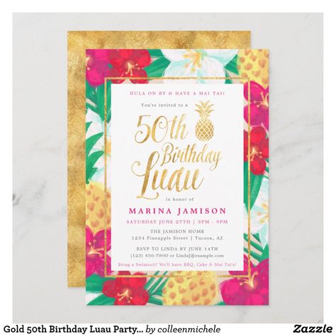 Luau Party Invitations, Pineapple Birthday Party, Tropical Bridal Shower Invitations, Birthday Luau, Luau Invitations, 30th Birthday Bash, Invitations Pink, Tropical Birthday Party, Pineapple Birthday