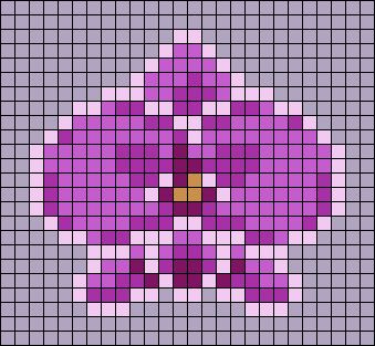 Orchid Perler Bead Pattern, Flower Crochet Grid Pattern, Orchid Pixel Art, Flower Graphgan, Flower Pixel Art Grid, Flower Alpha Pattern, Pixel Flower Pattern, Pixel Crochet, Pixel Art Grid