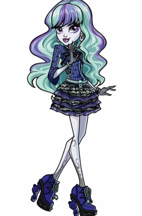 Monster High: Twyla! Twyla is the daughter of the Boogie Man. She is shy and misunderstood, hiding under normies’ beds to capture their nightmares rather than adding to them like her dad. She has a pet called Dustin. Monster High Wiki, Howleen Wolf, Monster High School, Arte Monster High, Monster High Pictures, Monster High Party, Moster High, Love Monster, Monster High Art