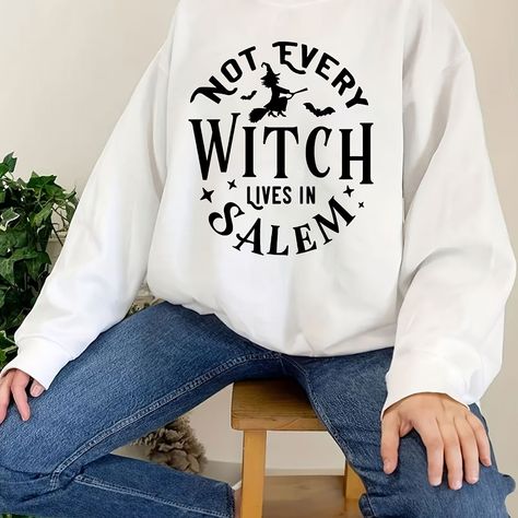 Geometric-pattern Light Purple Polyester Crew Neck Sweatshirt Women, Destroyed Sweater, Fall Crewneck Sweatshirt, Witch Print, Witch Sweatshirt, Halloween Tattoo, Crewneck Sweatshirt Women, Pointelle Sweater, Chic Summer Outfits