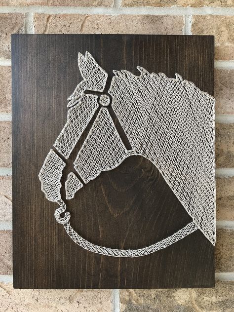 My latest horse piece. Horse String Art, Anchor String Art, String Art Letters, String Art Template, فن الرسم بالمسامير, Horse Nails, Cross Wall Art, Nail String, String Art Templates