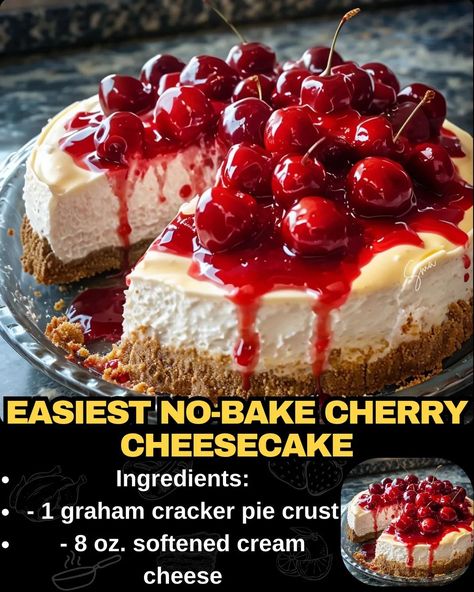 Easiest No-Bake Cherry Cheesecake Cherry Cheese Pie Recipe, Cherry Cream Cheese Pie Condensed Milk, Cherry Cheesecake No Bake Condensed Milk, Cherry O Cream Cheese Pie, No Bake Cream Cheese Desserts, Cream Cheese Pie No Bake, Cherry Cheesecake No Bake, Philadelphia Cream Cheese Cheesecake, Cherry Cheese Pie