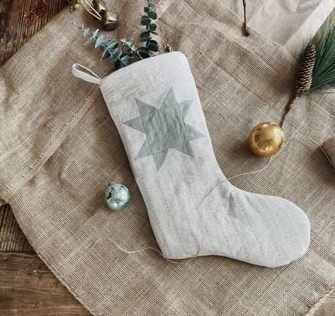 Quilted Stocking, Quilted Xmas Stocking, Quilted Stocking Simple, Country Cottage Christmas Stocking, Linen Christmas Stocking, Farmhouse Christmas Stockings, Blue Stockings, Quilted Christmas Stockings, Vintage Christmas Stockings