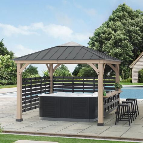 Polycarbonate Skylight, Hot Tub Privacy, Bbq Gazebo, Arizona Backyard, Polycarbonate Roof, Enclosure Ideas, Hot Tub Patio, Hot Tub Gazebo, Diy Hot Tub