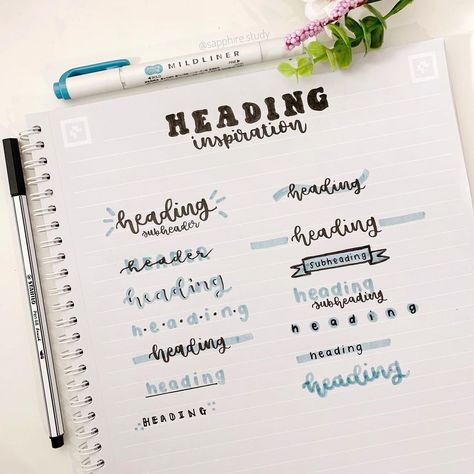 Heading Design For Notes, Titles Ideas, Header Ideas, Book Creative, Lettering Guide, Bond Paper Design, Effective Study Tips, Bullet Journal Paper, School Organization Notes