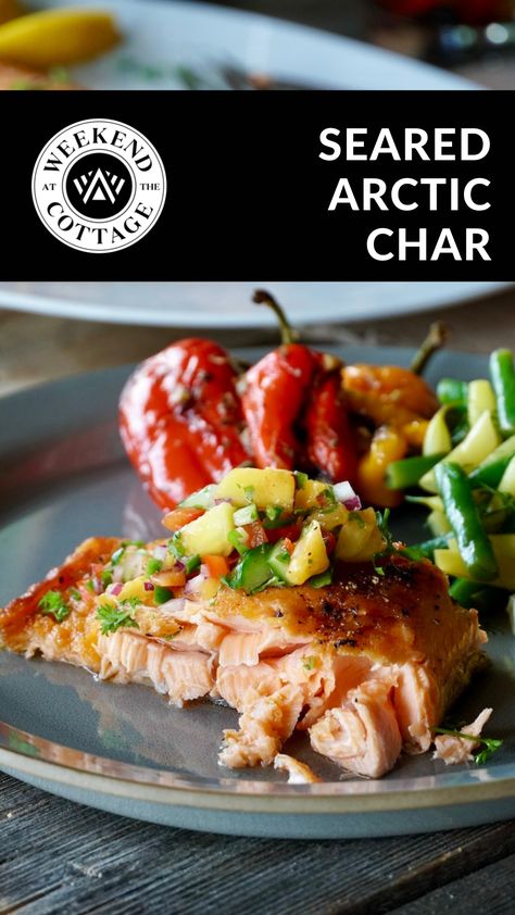 Seared Arctic Char with Fresh Peach Salsa Arctic Char Recipes, Dinner Idea For Family, Weekend With Friends, Arctic Char, Salsa Ingredients, Easy To Make Dinners, Peach Salsa, Easy Salsa, Blogger Photos