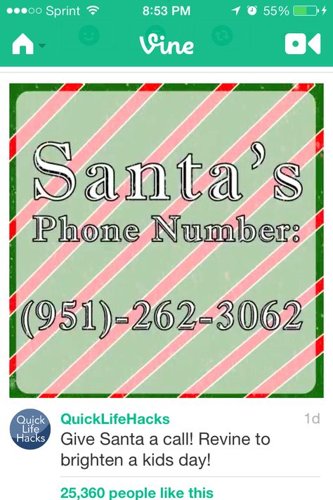 Santa's phone number. Have your kids call! It's pretty neat Santa Phone, Santa Call, Let Them Talk, Numbers To Call, Sleepover Things To Do, Christmas Wonderland, Like A Boss, Phone Numbers, Phone Number