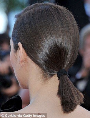 Short and sweet: Marion Cotillard, 40, wore her bob pulled back into a sleek low ponytail ... Slicked Back Low Ponytail Short Hair, Bob Haircut Ponytail, Short Hair Sleek Ponytail, Sleek Low Ponytail Short Hair, Bob Hair Ponytail, Sleek Short Ponytail, Low Short Ponytail, Low Ponytail Short Hair, Short Low Ponytail