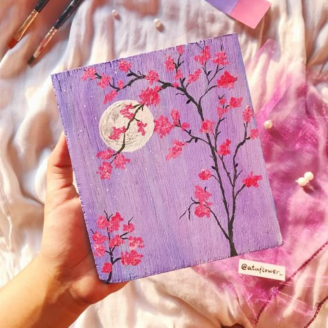 Atufah’s Floral Artwork🌻 on Instagram: “Pastel night sky and the moon!💕 Night Sky study 2- Wanted to experiment with pastel hues and the moon and super happy with the outcome💜 .…” Simple Moon Painting, Painting Ideas Pastel, Things To Paint Easy Simple, Super Easy Paintings, Pastel Night Sky, Art Kindergarten Ideas, Pastel Painting Ideas, Drawing Ideas 2023, Moon Paintings