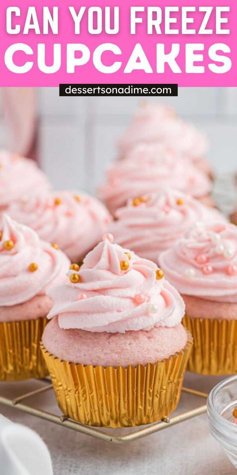 If you've ever wondered, "Can you freeze cupcakes?" we'll go into the in-depth answer. Delicious Cupcakes may be frozen to enjoy for later. We will show you exactly what to do and how long to let the cupcakes freeze. You can enjoy them whenever you want.  #dessertsonadime #canyoufreezecupcakes #cupcakefreezertips Freeze Cupcakes, Freezing Cupcakes, Frozen Cupcakes, Delicious Cupcakes, Yummy Cupcakes, Tips And Tricks, Frozen, Favorite Recipes, Canning