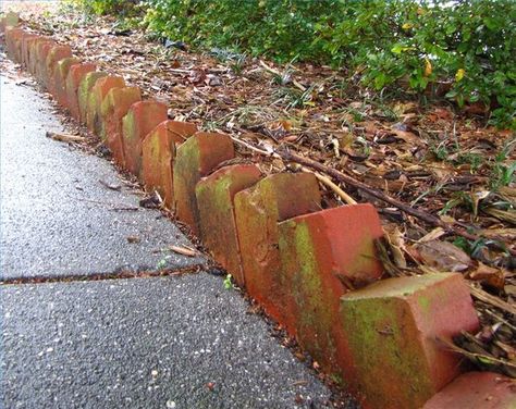 How to Create Landscape Edging Use Angled Bricks thumbnail Brick Landscape Edging, Brick Garden Edging, Flower Bed Edging, Brick Edging, Landscape Borders, Diy Garden Bed, Brick Garden, Garden Wallpaper, Landscape Edging