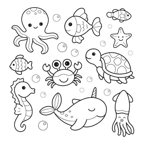 Doodles Of Animals, Starfish Printable, Sea Animals Coloring Pages, Octopus Coloring, Sea Animals Coloring, Animals Coloring Pages For Kids, Sea Creatures Drawing, Octopus Coloring Page, Animals Coloring Pages