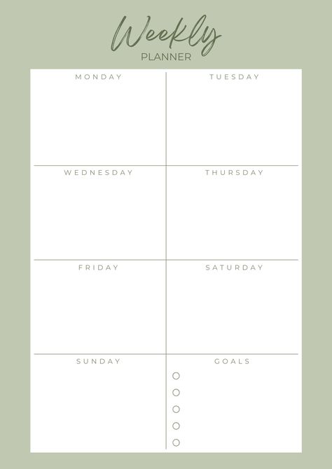 ‪Green - Planner Templates‬‏ - Google Drive Green Planner, Weekly Planner Design, Weekly Planner Free Printable, Weekly Planner Free, Monthly Planner Template, Week Planner, Beauty Content, Schedule Printable, Weekly Planners