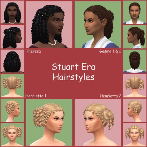 Buzzard's Bits and Bobs Era Hairstyles, Corset Layering, Sims Traits, Circus Hair, Disney Princess Challenge, Sims 4 Decades Challenge, Medieval Hairstyles, Sims Medieval, Charles I