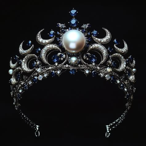 Star Crown Aesthetic, Crown Design Ideas, Artemis Pjo, God Of Night, Moon Tiara, Royalty Crown, Crown Aesthetic, Tiara Headpieces, Beautiful Tiaras