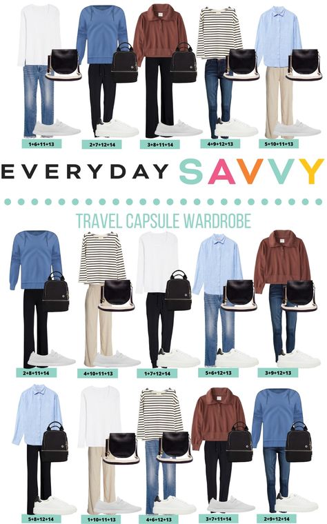 This cute travel capsule wardrobe is perfect for your vacation. It makes it easy to pack less and still have stylish and comfortable outfits. Travel Capsule Wardrobe Fall, Travel Capsule Wardrobe Spring, Winter Capsule Wardrobe Travel, Travel Wardrobe Spring, Capsule Wardrobe Men, Travel Capsule Wardrobe Summer, Ultimate Capsule Wardrobe, Match Outfits, Capsule Wardrobe Work