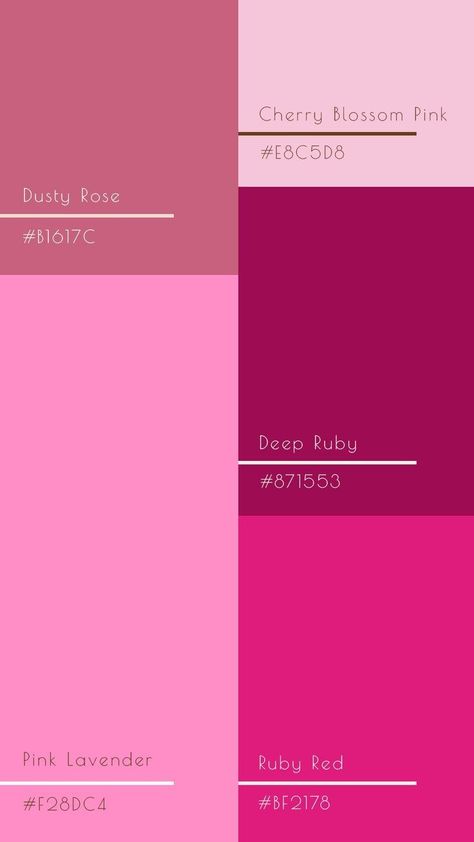 Dark Magenta Color Palette, Colour Palette Feminine, Raspberry Colour Palette, Girly Color Schemes, Color Palette Girly, Pink Color Palette Combination, Bright Pink Color Palette, Y2k Colour Palette, Pink Color Palette Colour Schemes