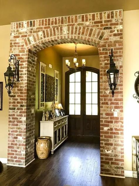 Acadian Homes, Exposed Wood Beams, Brick Archway, Plan Floor, Brick Interior, Brick Arch, Casa Country, Brick Exterior House, Exposed Wood