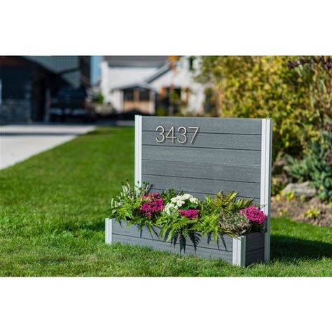 Vita Urbana Address Sign - Slate Grey | Lowe's Canada Small Yard Curb Appeal, Home Curb Appeal, Curb Appeal Garden, Modern Planters Outdoor, Curb Appeal Landscape, Landscape Curbing, Plastic Planter Boxes, Decorative Plants, Plastic Planter