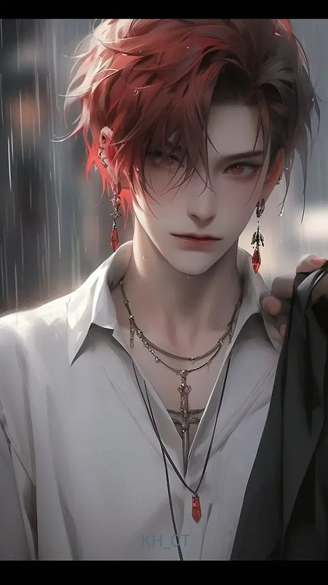 Red Hair Boy, Anime Red Hair, Roleplay Characters, Dark Anime Guys, Animation Art Character Design, Romantic Manga, Cool Sketches, Realistic Art, Ethereal Art