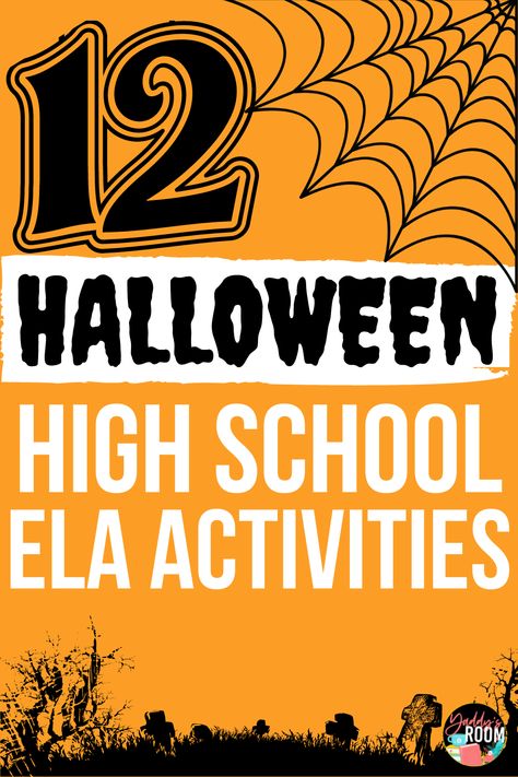 12 Halloween Activities for High School ELA | Yaddy's room English teacher resources Halloween Writing Prompts High School, Ela Halloween Middle School, Halloween English Activities High School, Halloween Activities For High School, High School Halloween Activities, Halloween Class Ideas, Halloween English Activities, Halloween Ela Activities, Biology Activities High School