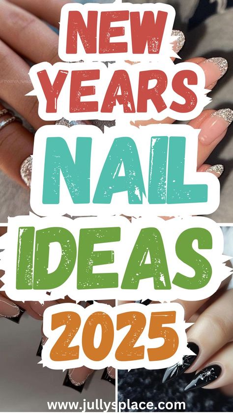 new years nails, new year nail ideas, new years eve nail ideas, new years nail designs, new years manicure 2025 Nail Ideas Sparkle, Summer Chique, Party Nail Design, Holographic Nail Designs, Champagne Nails, Firework Nails, Festive Nails, New Years Nail Designs, New Years Eve Nails