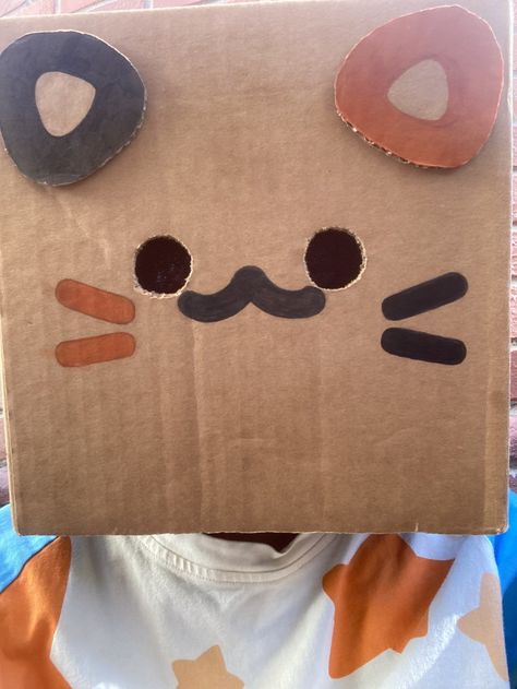 Crumb Box Head Ideas, Crumb Cuptoast, Box Head, Fursuit Tutorial, Cardboard Mask, Pokemon Halloween, Goofy Drawing, Cute Mask, Anime Crafts