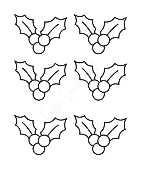 14 Holly Leaf Templates - Cassie Smallwood Christmas Cookie Template Printable, Christmas Craft Templates, Christmas Transfers, Cake Sandwiches, Felt Characters, Leaf Templates, Donuts Cake, Royal Icing Templates, Macaron Template