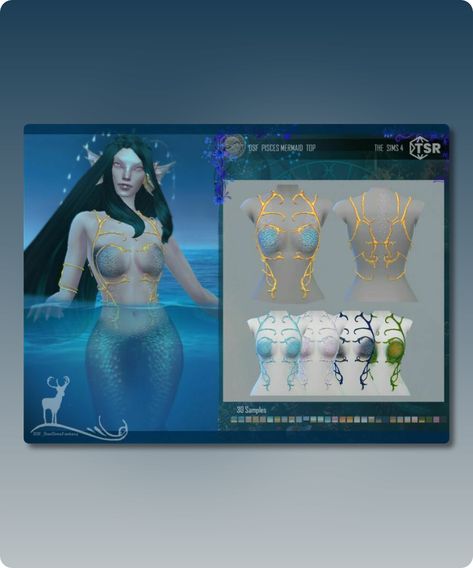 Sims 4 PISCES MERMAID TOP Pisces Inspired Mermaid Top Samples: 30 Cloning object: Base of the game. Location: top Filesize: 9 MB Type: Tops Recoloring Allowed: No Polycount LOD 0 (highest): 10516 Polycount LOD 1: 8160 Polycount LOD 2: 5818 Polycount LOD 3 (lowest): 2778 Author: DanSimsFantasy #female_clothing #gaming #sims4cc #sims #sims4 #tops Sims 4 Mermaid Top Cc, Sims 4 Mermaid Top, Mermaid Cc Sims 4, Sims 4 Cc Mermaid, Sims 4 Mermaid Cc, Pisces Mermaid, Pirate Cove, Cc Top, Mermaid Skin