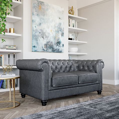 Grey Chesterfield Sofa Living Rooms, Grey Chesterfield Sofa, Chesterfield Sofa Living Room, Black Corner Sofa, Fabric Chesterfield Sofa, Corner Sofa Modern, Chesterfield Living Room, Vintage Chesterfield Sofa, Chesterfield Style Sofa