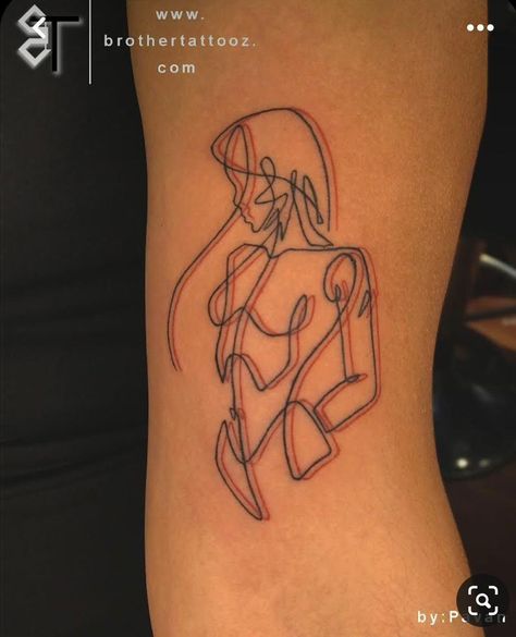 Line Work Women Tattoo, Line Tattoos Black Women, Feminine Line Work Tattoo, Women Siloute Tattoo, Cool Line Art Tattoo, Female Sillouhette Tattoo, Womans Silloute Tattoo, Abstract Tattoo Women, Line Women Tattoo