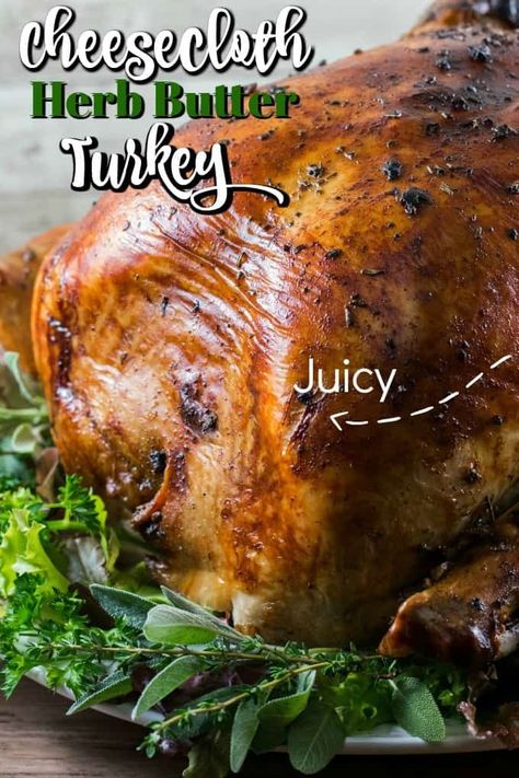 Butter Roasted Turkey, Turkey In Oven, Best Thanksgiving Turkey Recipe, Butter Herb, Turkey Rub, Turkey Seasoning, Whole Turkey Recipes, Easy Turkey Recipes, Herb Roasted Turkey