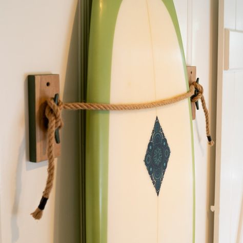 Indoor Surfboard Rack, Kite Storage Ideas, Vertical Surfboard Wall Mount, How To Store Surfboards, Surfboard Rack Diy Wall Mount, Surfboard Display Ideas, Hanging Surfboard On Wall, Surfboard Wall Mount, Diy Surfboard Rack