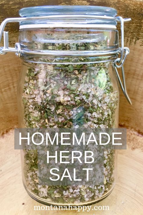 Infused Salt Recipes, Flavored Salts Recipes, Herb Salt Recipe, Herbal Salt, Herb Salt, Infused Salt, Herb Gifts, Rustic Recipes, Flavored Salts