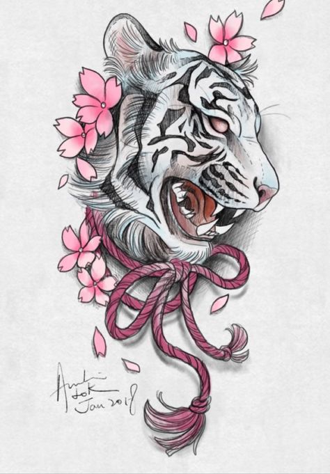 White tiger with flowers Solo Tattoo, White Tiger Tattoo, Tattoo Cover Ups, Tattoo Cover Up Ideas, Cover Up Ideas, Tiger Tattoo Design, Tiger Drawing, Tattoo Cover Up, Sketch Tattoo Design