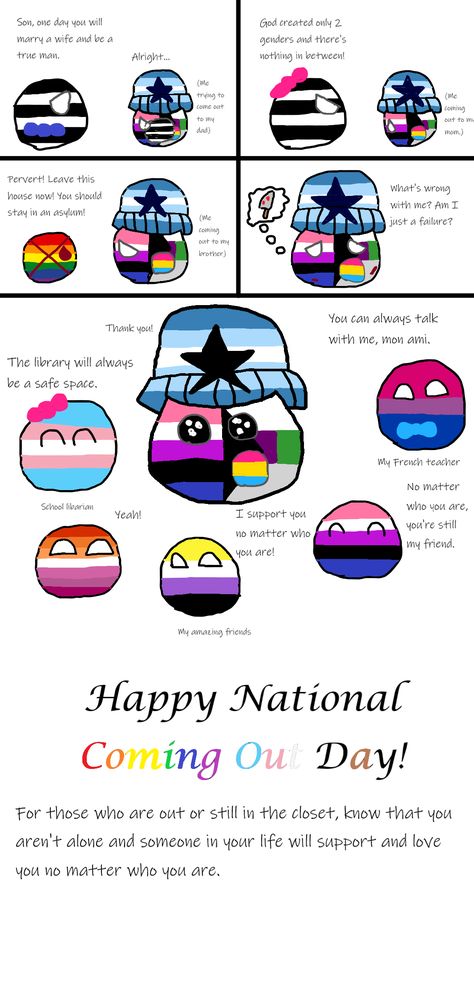 Lgballt Comics, Lgbtq Balls, Pride Balls, Bisexual Wallpaper Iphone Aesthetic, National Coming Out Day, Asexual Humor, Lgbt Support, Pride Stuff, Lgbt Humor