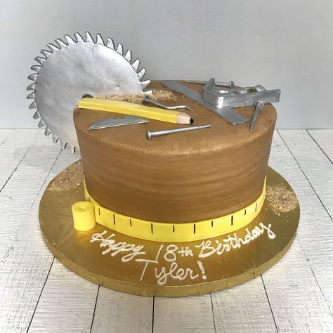 Construction Grooms Cake, Square Cake Ideas For Men, Border Nails, Combination Square, Dads Birthday, Skill Saw, Standard Oil, Men Birthday, Construction Theme