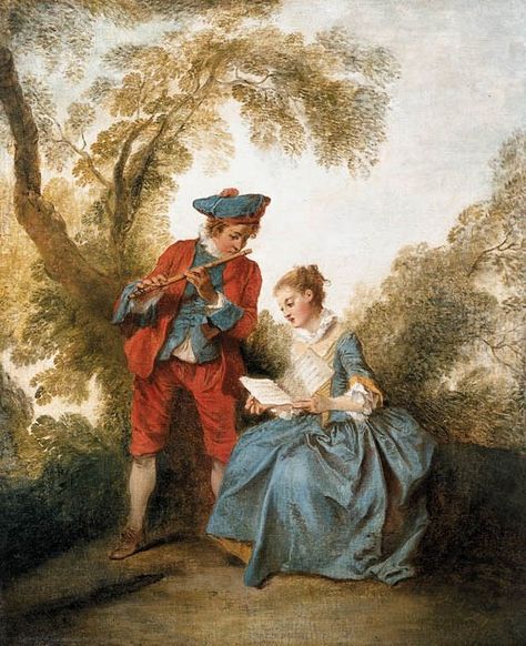 Nicolas Lancret (1690-1743) | A Couple making Music in a Landscape | Christie's Nicolas Poussin, French Rococo, Wedding Painting, Couple Painting, Giclee Painting, Old Paintings, Making Music, Rococo, Art Reproductions