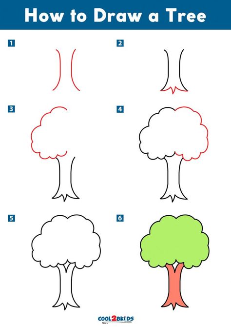 Tree Drawing Simple Easy, How To Draw A Tree, Easy Tree Drawing, Tree Drawing Easy, Tree Drawing For Kids, Petal Template, Draw A Tree, Tree Drawing Simple, Trees For Kids