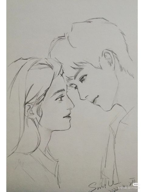 Love At First Sight Drawing, Sketches Of Love Feelings, Hopeless Romantic Drawing, Kdrama Sketch, Boy And Girl Sketch, Guy Sketch, Cute Couple Sketches, Romantic Drawing, Girl Face Drawing