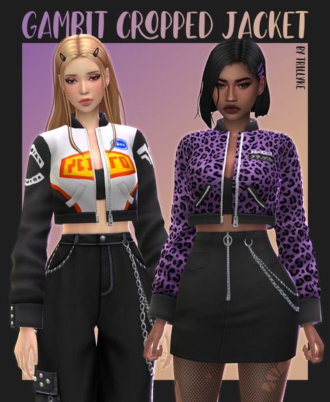 Sims 4 Cc Racer Jacket, Cc Sims4, Crop Top Jacket, Sims 4 Cc Folder, Sims 4 Characters, Sims 4 Mm, Sims4 Clothes, Racer Jacket, Sims 4 Collections