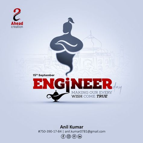 Ahead Creation Engineers Day Creative, Creative Social Media Post, Engineers Day, Creative Book Covers, Media Design Graphics, Ads Design, Wish Come True, Social Media Design Graphics, Creative Posters