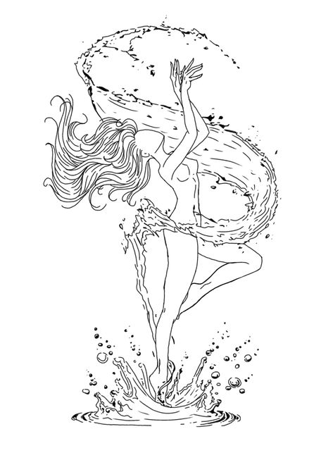 Nyx Drawing, Goddess Sketch, Sketch Outline, Nyx, Coloring Pages, Sketch, Collage, Drawings, Water