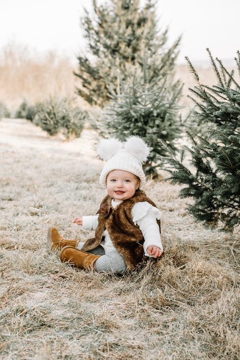 First Birthday Photo Session, Family Photo Session, Christmas Tree Farm Photo Session Christmas Tree Farm Baby Pictures, Tree Farm Christmas Photos, Baby Christmas Tree Farm Pictures, First Birthday Photo Shoot Ideas Winter, Tree Farm Photo Shoot Family, Tree Farm Christmas Pictures, Tree Farm Family Photos Outfit, Farm Christmas Decorations, Christmas Tree Farm Family Photos